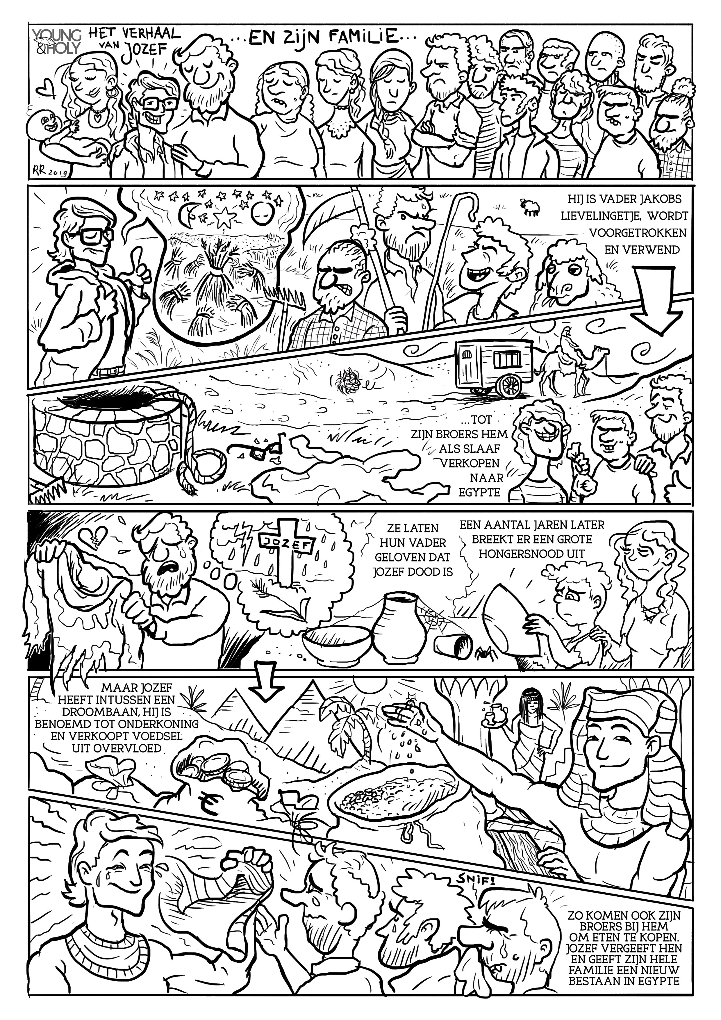 Voor het project StoryRooms van stichting Young & Holy zochten Marian en Corjan een manier om op één A4 het levensverhaal van Jozef samen te vatten. Say no more!