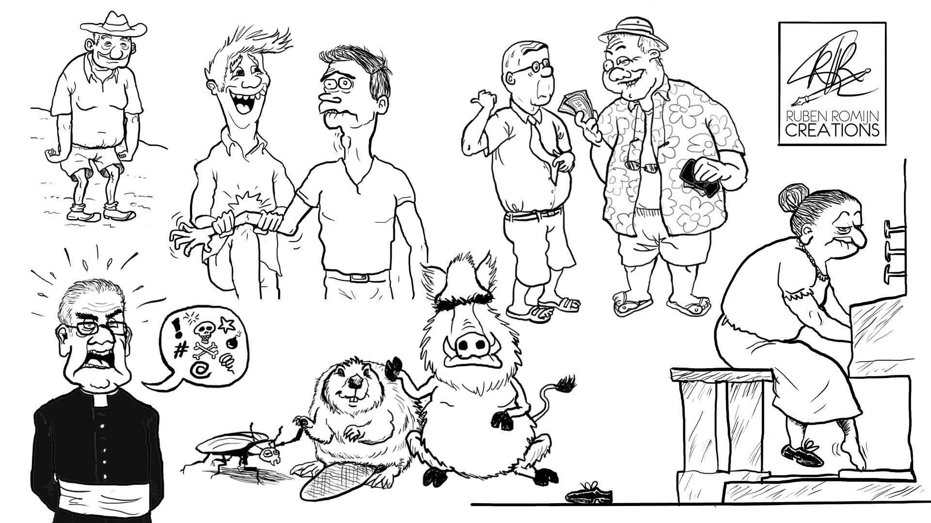 Voor de 2 limerickbundels van A.F. Hogervorst tekende ik respectievelijk 110 en 54 zwart-wit illustraties